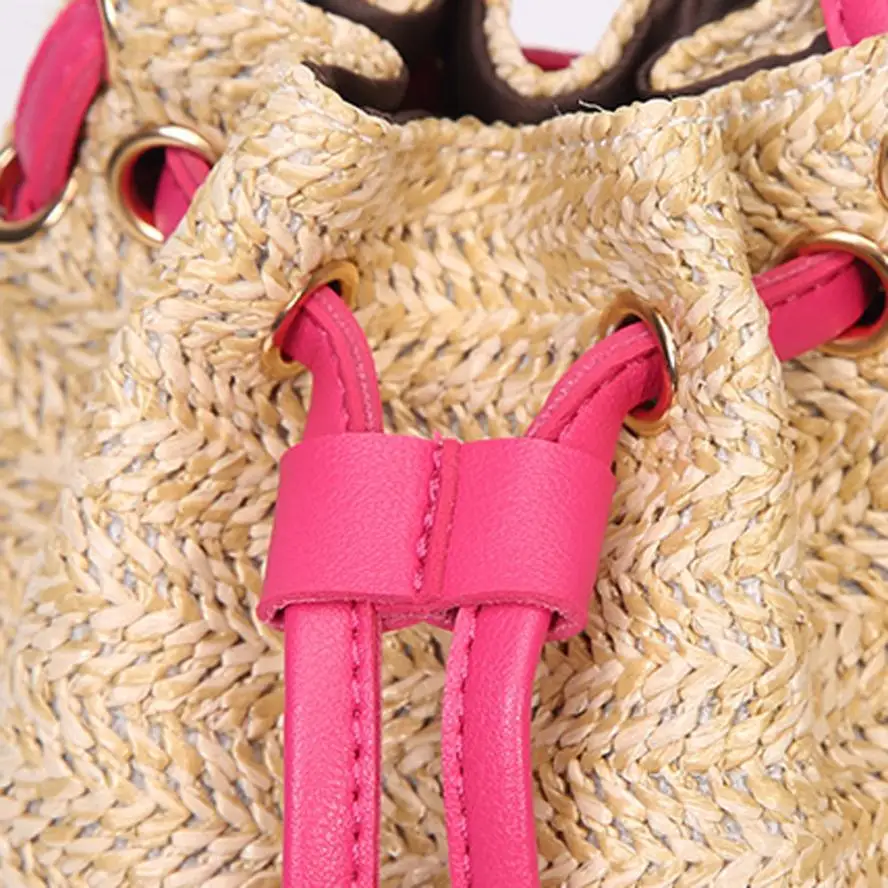 Новая соломенная сумка Повседневное сумки летние каникулы Сумка Дамы Ткачество Ленточки ведро пляжные сумки bolsas feminina
