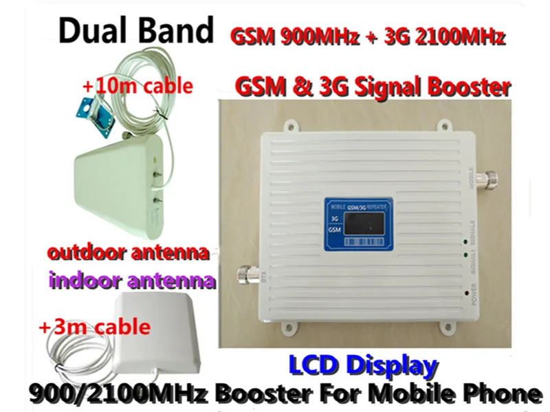 Новые ЖК-дисплей 65dBi GSM 3g 900 2100 мГц Dual Band сотовый мобильный телефон усилитель