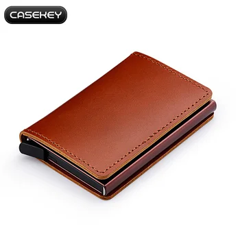 

Travel name card case rfid wallet lock bank card safty genuine leather