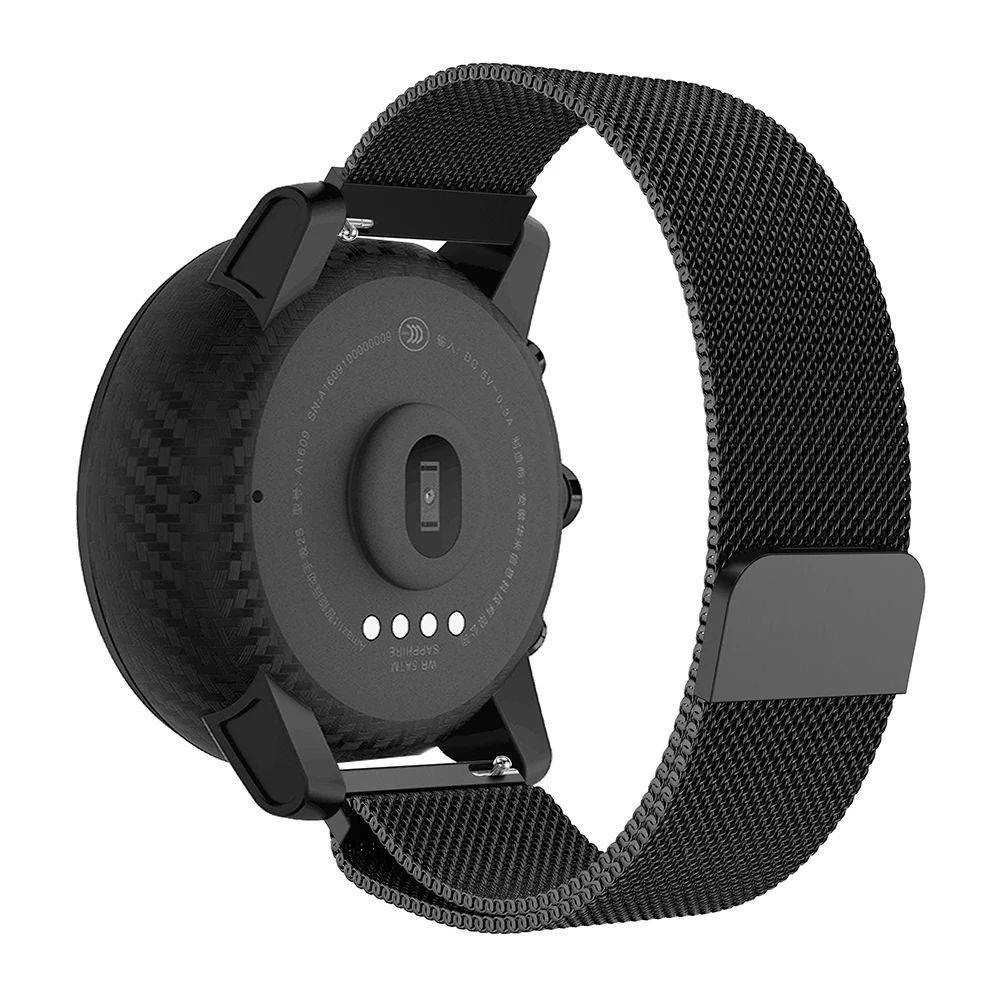 22 мм ремешок из нержавеющей стали для Xiaomi Huami Amazfit Pace Stratos 2/2S часы браслет Миланская петля магнитный ремешок браслет