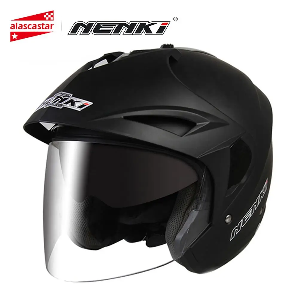 

NENKI Motorcycle Helmet Open Face Vintage Style Casco Moto Helmet Scooter Cruiser Touring Chopper Helmet with Dual Visor Lens