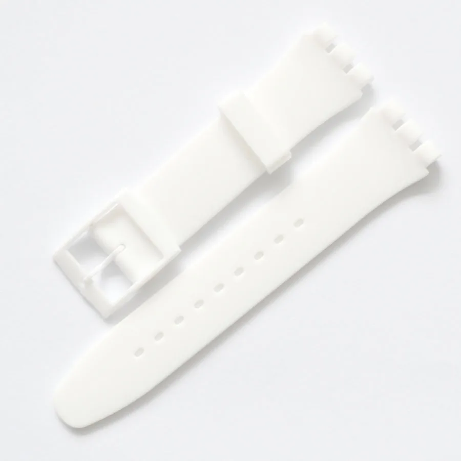 Высокое качество Многоцветный 17 мм 19 мм силиконовый резиновый ремешок для часов Swatch черный белый темно-синий резиновый ремешок пластиковая пряжка - Цвет ремешка: 15 white