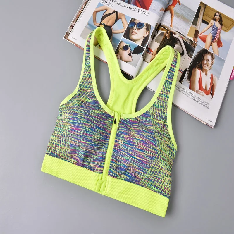 

Women Fitness Sports Yoga Bra Running Shockproof Sports Underwear Zipper