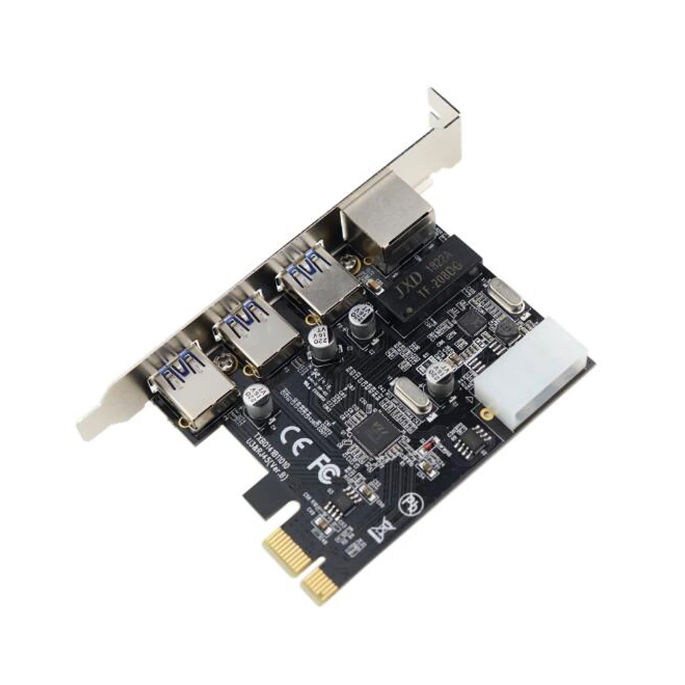 PCI-E x1 на 3 порта USB 3,0 концентратор Gigabit Ethernet RJ45 LAN сетевой адаптер 10/100/1000 Мбит/с PCI Express карта расширения для рабочего стола