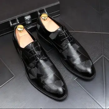 

Men Dress Shoes Geometric patterns Pattern Men Formal Shoes Leather Luxury Fashion Groom Wedding Shoes Men Oxford Shoes Dress