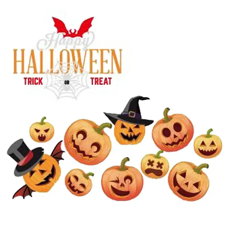 happy halloween pumpkins spooky cemetery witch and bats tomb wall decals window stickers halloween decorations - Halloween Decorations Bats happy halloween pumpkins spooky cemetery witch and bats tomb wall decals window stickers halloween decorations - Halloween Decorations Bats