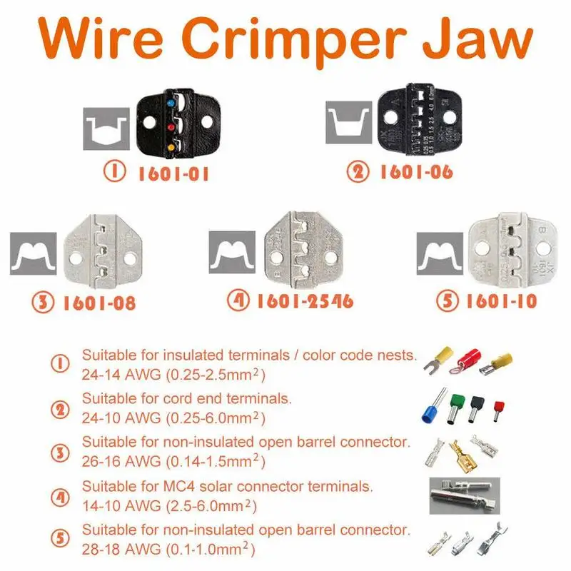 Инструменты разъем 5 типов изолированных терминалов прессформы провода щипцы челюсти наконечник Обжимные Плоскогубцы аксессуар обжимной инструмент