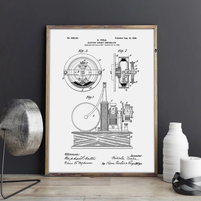 Tesla Electric Circuit Controller Prints Poster Wall Decor