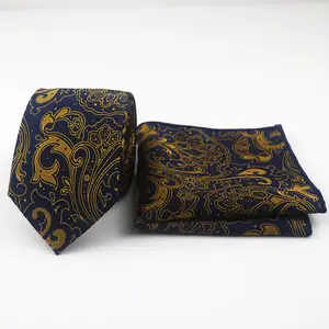 de Hi-Tie Juego de corbata y pa/ñuelo de seda tejida con motivos florales para hombre