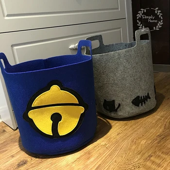 

Cartoon felt dirty clothes instoragebarrels Handmade storage basket Toy storage box Storage bin finishing bag