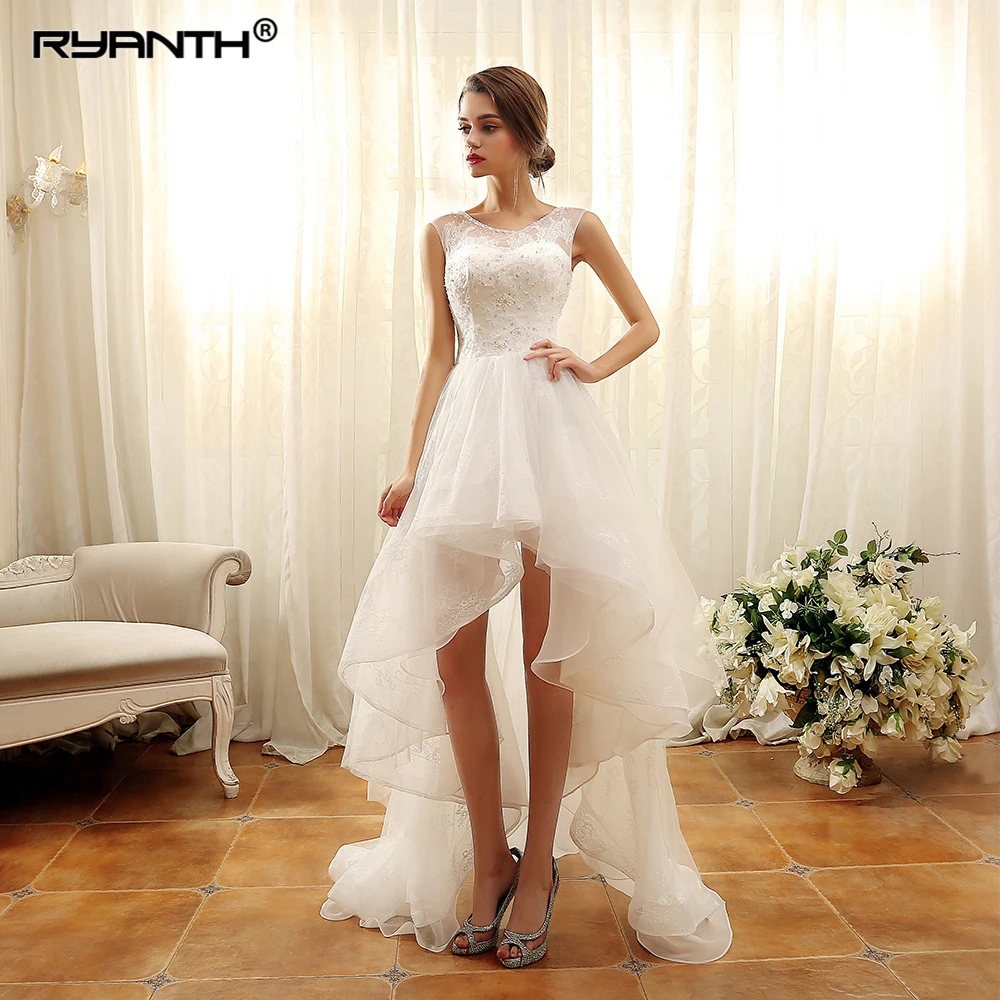 

Robe de Mariage Customize Short Front Long Back Wedding Dress For Party 2019 New Arrival Wedding Gowns Lace Vestido de noiva