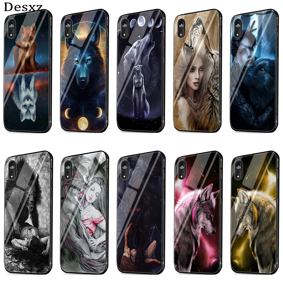 Стеклянный чехол для iPhone 5 5S SE Desxz Wolf And Girl 6 6s 7 8 Plus X XR XS Max |