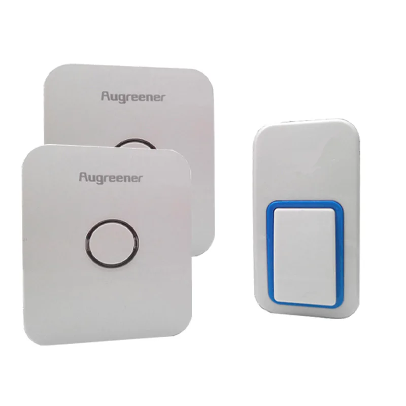 

No Battery Wireless Doorbell, 1 button and 2 chime, perfect in rainy days, no cabling to install, 120m working range, 25 tones