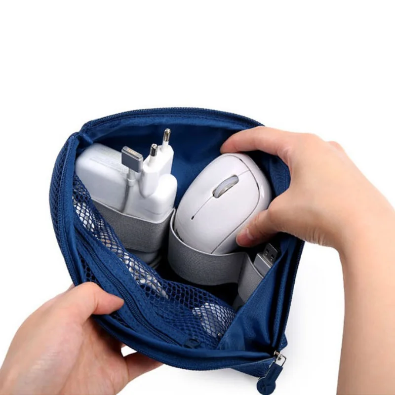 

Digital Devices Organizer Storage Bag Potable Small Size USB Cable Earphone Travel Collection Insert Kit Case Bag