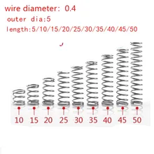 20 шт./лот 0,4 мм 0,4x5 мм нержавеющая сталь компрессионная пружина проволока диаметр 0,4 мм наружный диаметр 5 мм Длина 5-50 мм