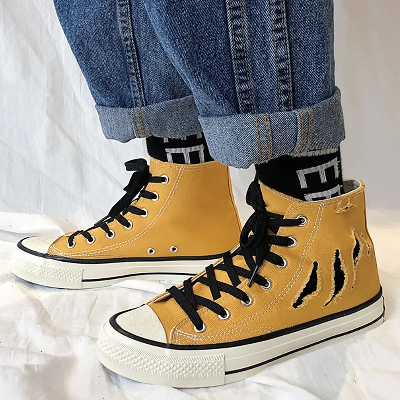 

Men's Sneakers Summer Cozy Canvas Shoes For Men Lace-Up Mixed Colors Sewing Non Slip Walking Mans Footwear Zapatilla Hombre