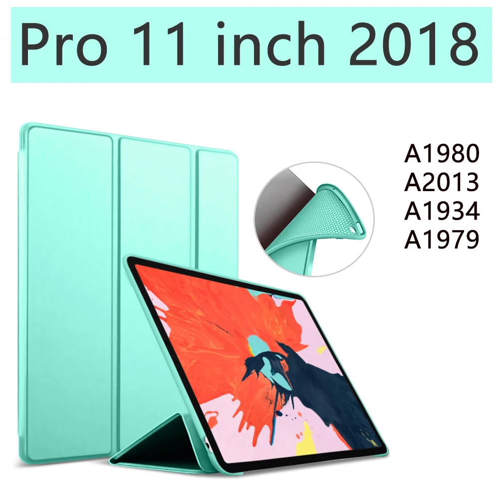 Для iPad чехол 6th Gen для iPad Pro 11 силиконовый мягкий чехол из искусственной кожи Smart Cover Funda для iPad 6го поколения чехол 9,7 - Цвет: Mint 11 inch