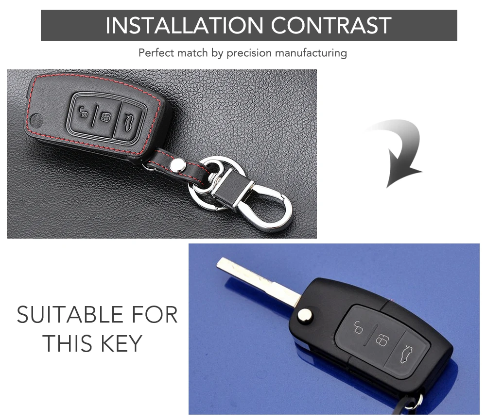 3 Button Leather Car Remote Key Fob Cover Case For Ford Fiesta Focus Mondeo Falcon B-Max C-Max Eco Sport Galaxy key case cover key case