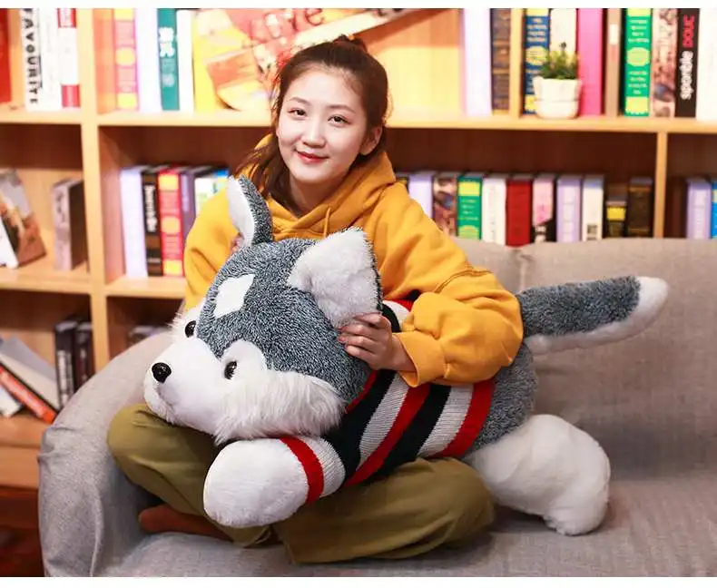 Dorimytrader New Hot Husky Plush Toy Giant Soft Cute Dog Doll Pillow for Girl Children Gift Sofa Deco 35inch 90cm DY50671 (11)