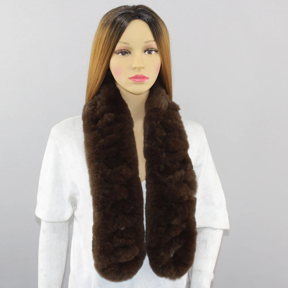 Women Genuine Rex Rabbit Fur Scarves Winter Warm 100%natural rabbit Fur scarf Fashion Females Real Fur Neckerchiefs