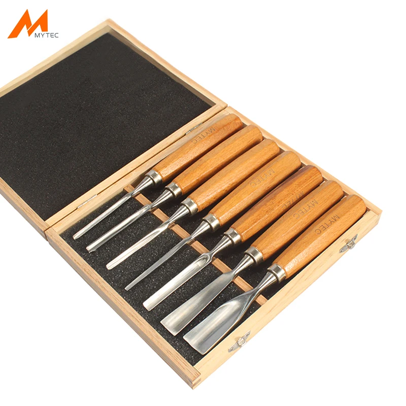 

7PCS High Quality Carpenter Carving Firmer Gouge Kit Wood Chisel Woodworking Tool Set Carpentry Tools Stored in Wooden Box