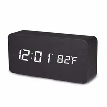 Цифровой будильник Температура Дата светодиодный Дисплей древесины часы голос Управление современная простота древесины цифровые часы