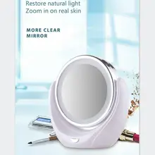 Зеркало для макияжа двойное HD в пять раз увеличенное вращающееся настольное зеркало с лампой светодиодный для рабочего стола ванной спальни путешествия