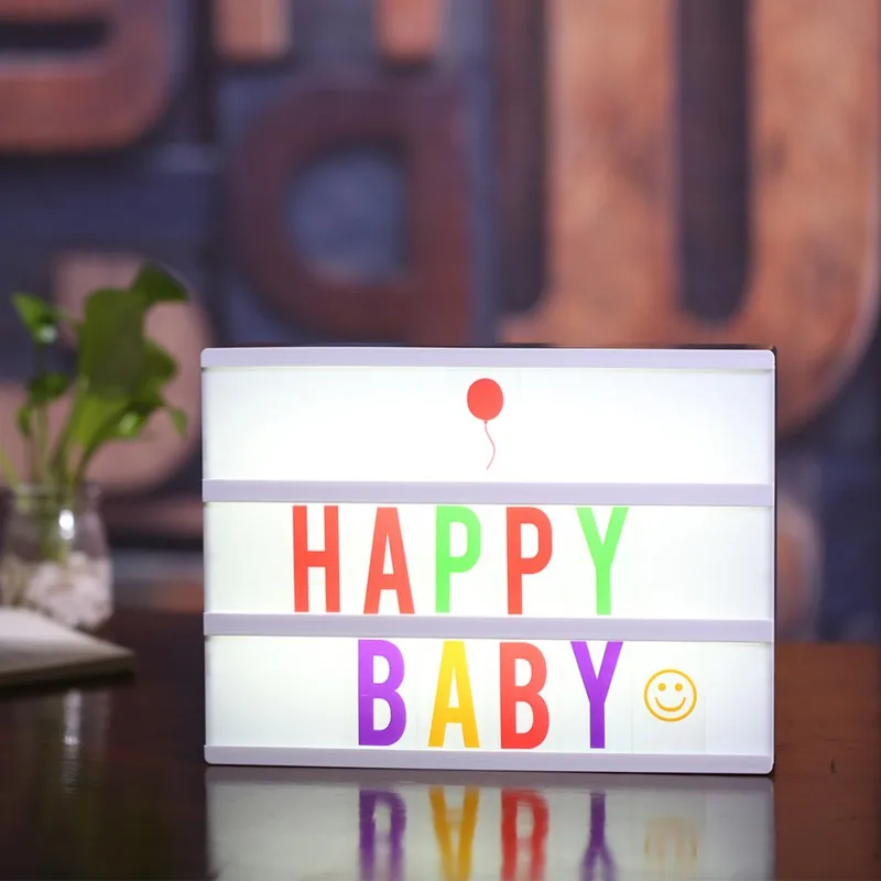 

DIY Colored Letters Numbers Design Lights Box USB Charged Cinema Lightbox Home DIY Message Parties Birthday Wedding Decor