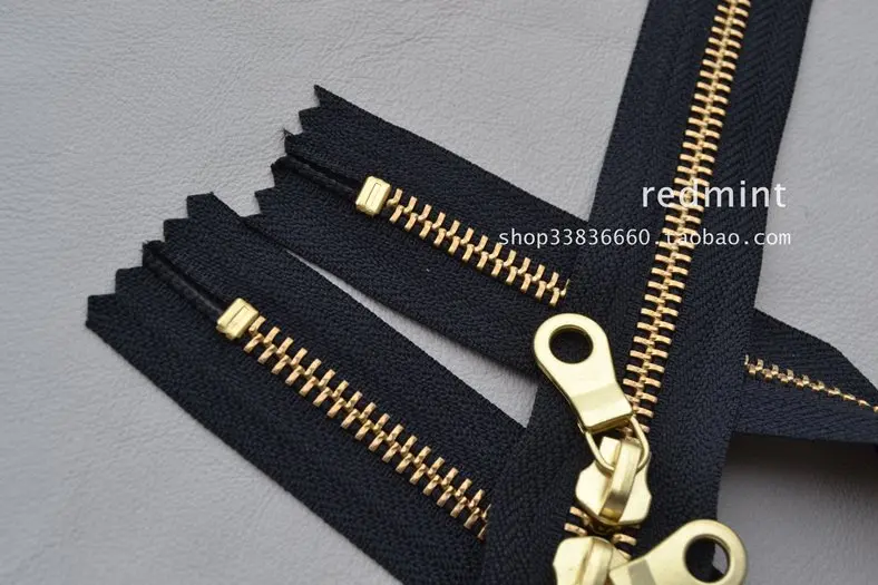 5# золотой и медный двойной хвост закрытый черный YKK металлическая молния кожаная сумка для