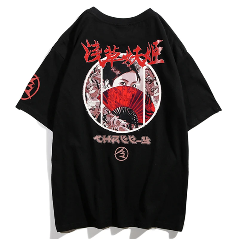

HISTREX Harajuku Hip Hop 100 Cotton Japanese Woman Harajuku Streetwear Men T Shirt O Neck Summer Plus Size Homme Printed GAD5J#