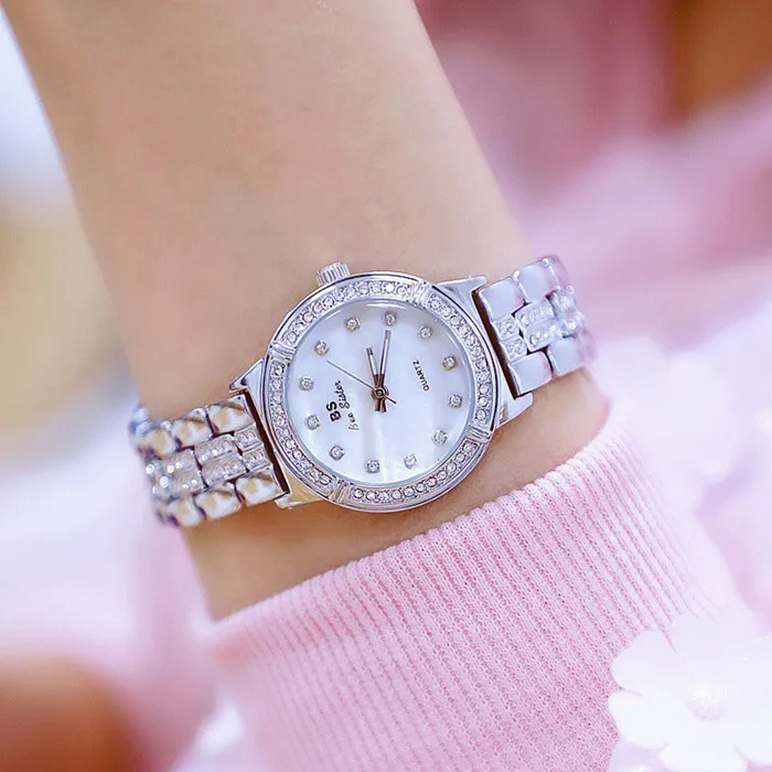 Новые женские золотые часы, женские часы известного бренда, женские наручные часы, женские часы, водонепроницаемые кварцевые часы - Цвет: silver