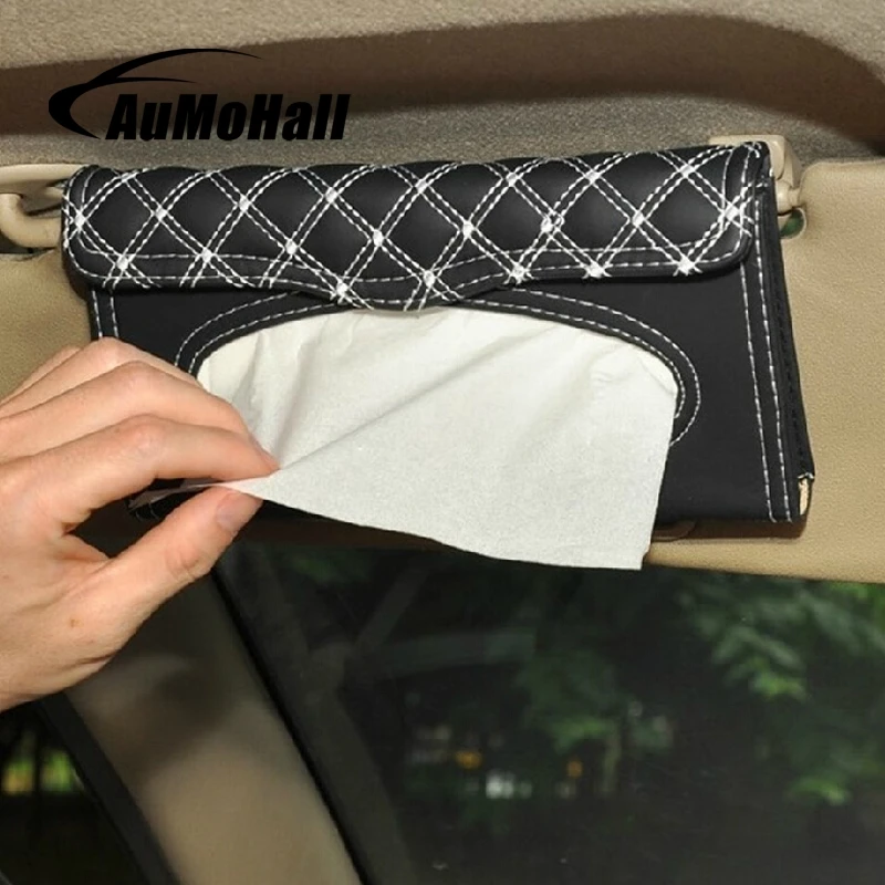 AuMoHall Vehicle Tissue Box Sunvisor Type Tissue Box Car Hanging