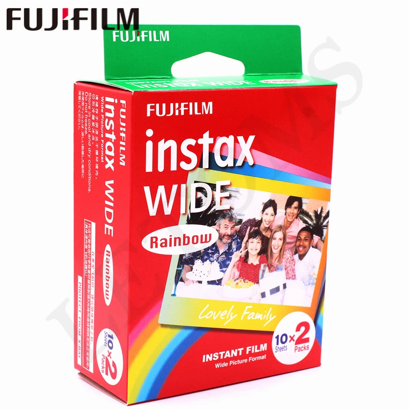 10-100 листов Fujifilm Instax Wide White edge+ Rainbow+ Black films для камеры моментальной печати Fuji 300/200/210/100/500AF