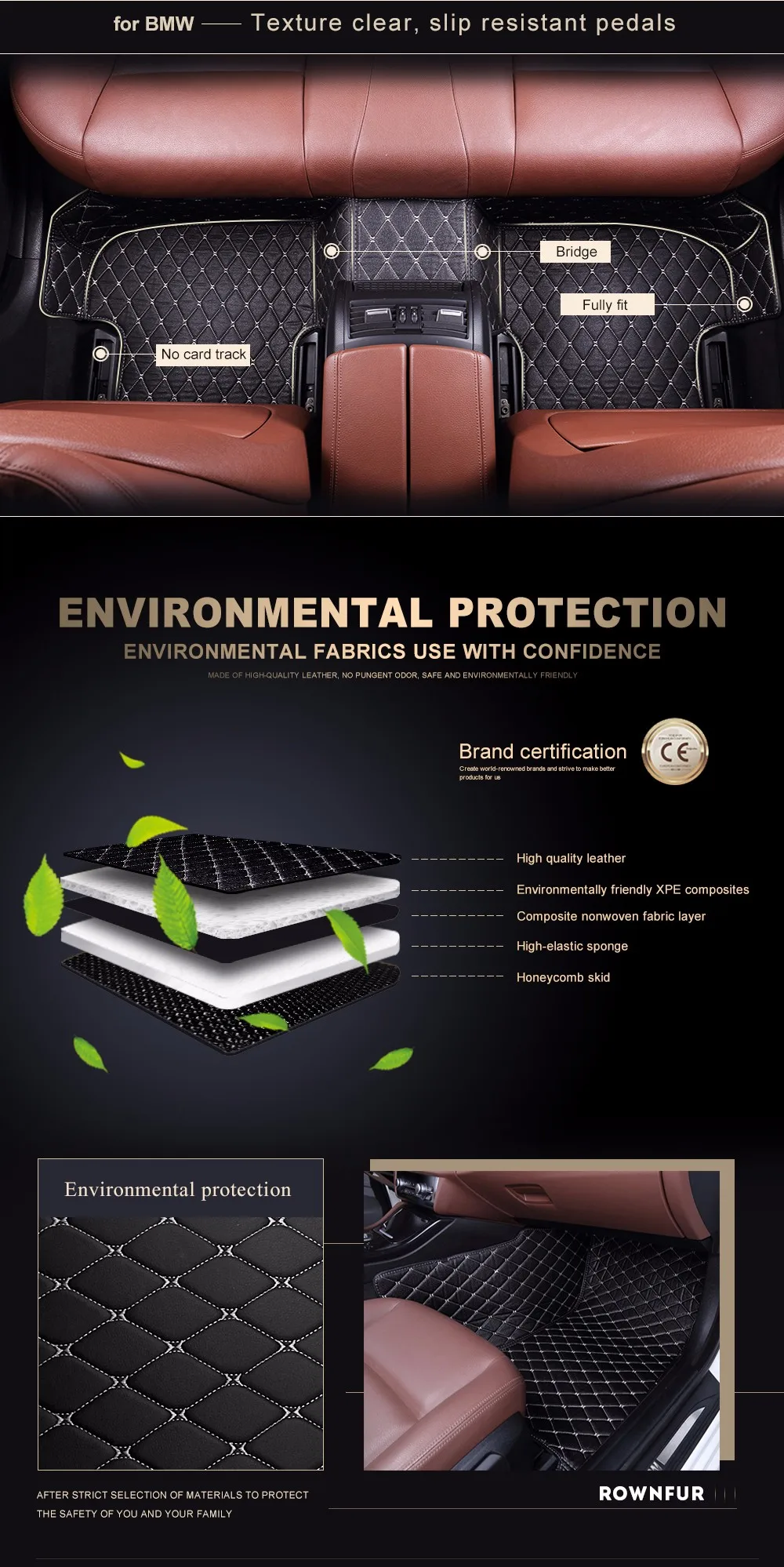 Rownfur автомобиля Коврики для Nissan X-Trail T31 защитить автомобиль чистке Водонепроницаемый кожа Коврики авто интерьер автомобиля Ковры коврики