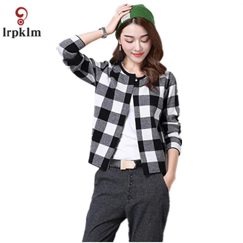 Popular Red Plaid Cardigan-Buy Cheap Red Plaid Cardigan Lots From 2017 Autumn And Spring Female Sweater Coat Red Gray Plaid Pattern Round Collar Knit Cardigan Short - Popular Red Plaid Cardigan-Buy Cheap Red Plaid Cardigan Lots From