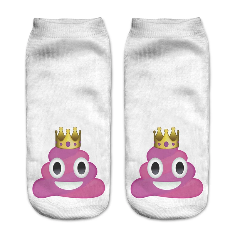 

2016 New Cool Pile Of Poo Fashion Hosiery 3D Poop Emoji Print Women Socks Cute Ankle Crew Socks Pretty Lavender Hosiery Hot Sale
