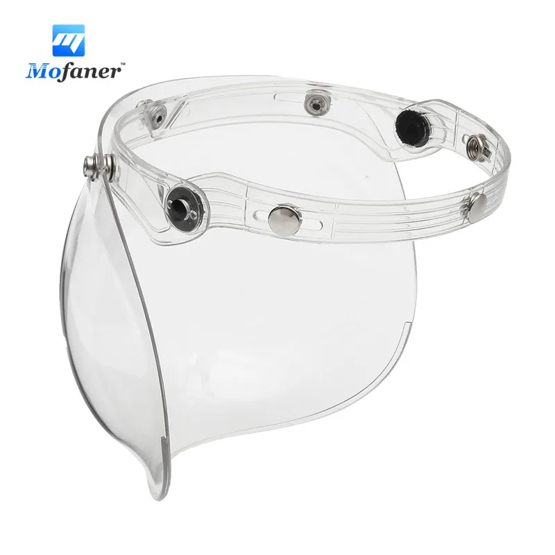 3 Snap Bubble Shield Mask Visor For Motorcycle Vintage Open Face Helmet