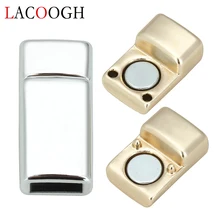 10 pces kc ouro cor magnético fivelas liga de zinco fechos conectores caber 6*3mm cabo de corda de couro liso para diy pulseiras fim fecho