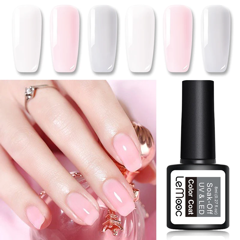 

LEMOOC 8ml Base and Top Coat Gel Polish Transparent Soak Off UV Gel Varnish Foundation for UV Primer Nail Art Lacquer Manicure