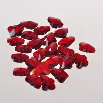 

200pcs Red Color Glass Crystals Lamp Parts Butterfly Beads Connectors 14mm DIY Chandelier Parts Curtain Party Wedding Decor