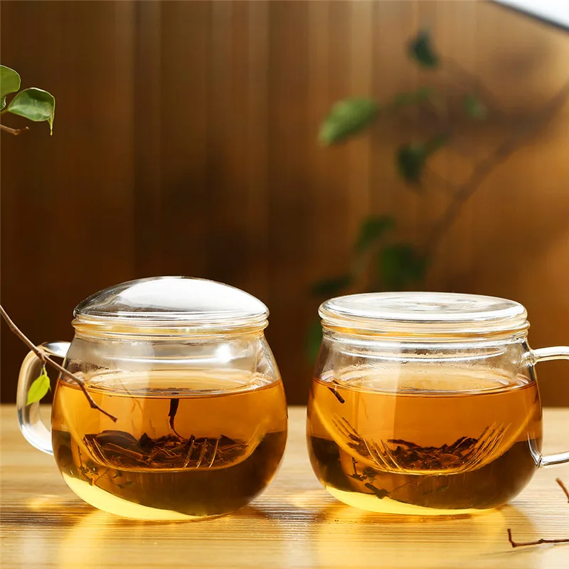 

300ML Tea Glass Cup Creative Tea Water Bottle With filter Handgrip lid High Borosilicate glass bottles My glass cup
