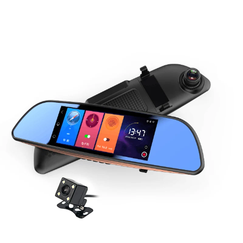 

7.0 Inch Android GPS Car Dvr WIFI Bluetooth HD Video Recorder Auto Rear View Mirror Radar Detector Dashcam Dual Car Camera