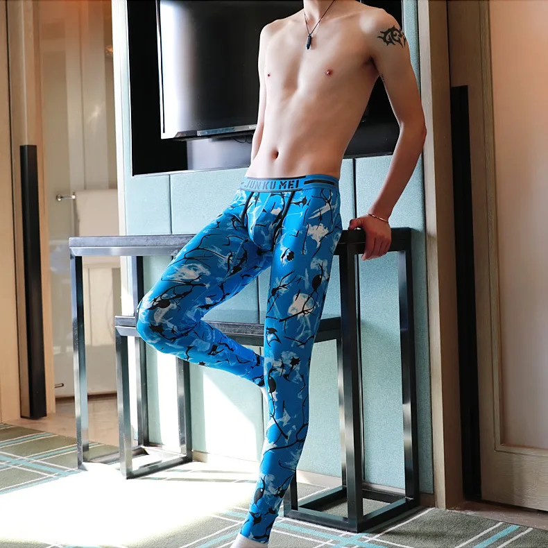 

Men's long Johns cotton printed long Johns thin thermal leggings can not be ball underwear body pants
