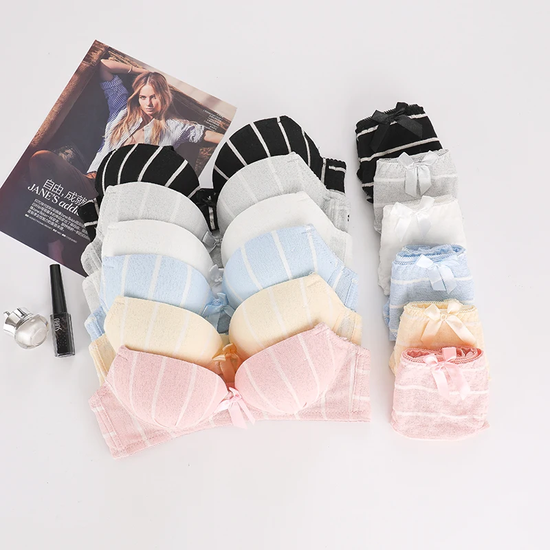 

Teenage Underwear Girl Bra Sets Striped Small Breast Kids Girls Children Sports Underwear Sets 12 13 14 15 16 Years Old