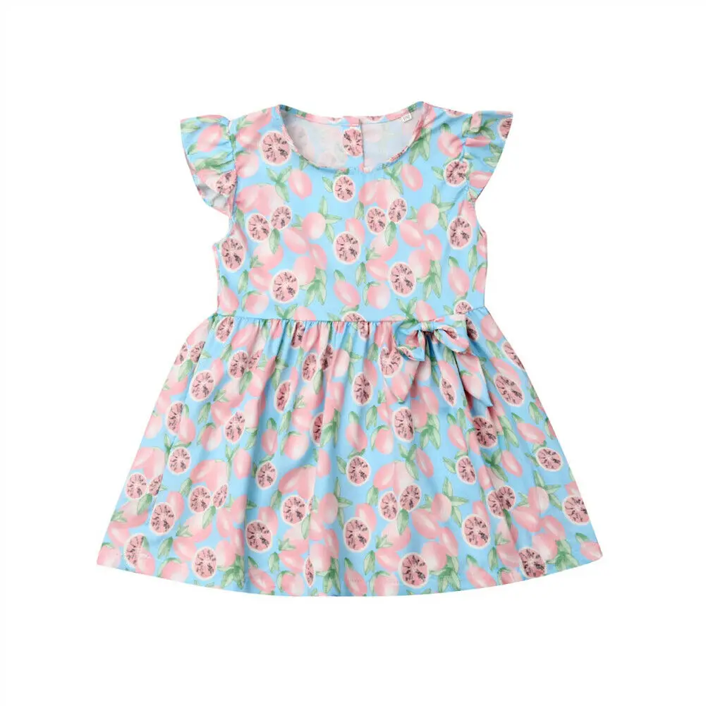 

Infant Kid Baby Girl 1-6Y Dress Lemon Print Dress Princess Party Summer Sunsuit Dresses