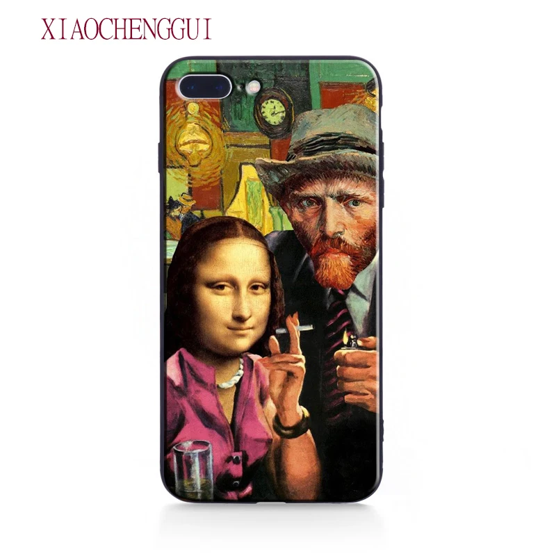 

Van Gogh Mona Lisa Spoof Fun art Tpu Soft Silicone Phone Case Cover Shell For Apple IPhone 5 5s SE 6 6s 7 8 Plus X case