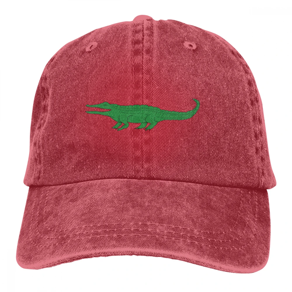 Крокодил Casquette Красный унисекс Мужские Женские джинсовые бейсболка с ремешком