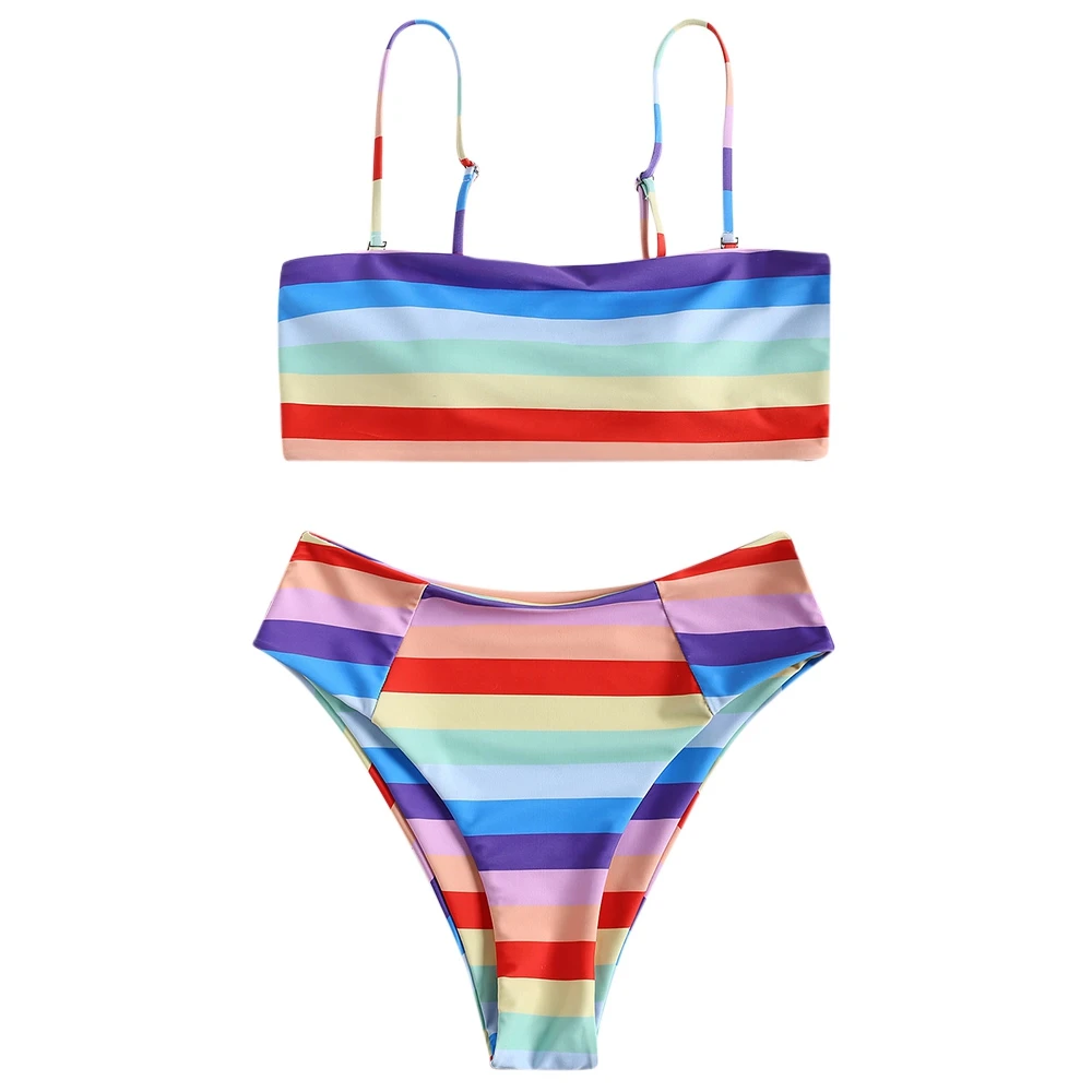 Sexy Halter Swimwear High Waist Colorful Bathing Sui Women Swimsuit ...