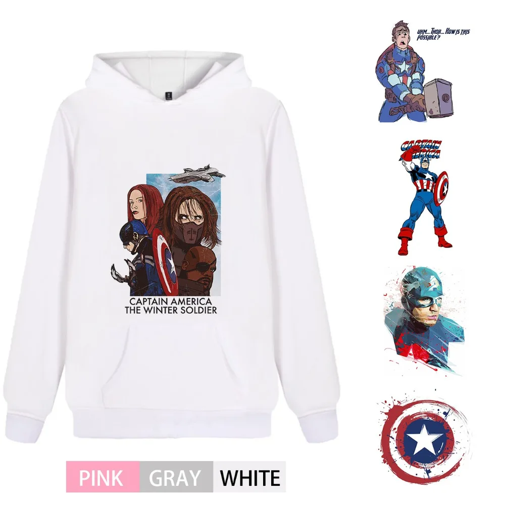 

Marvel Avengers Captain America Pattern Personalise Thick Men/woman pink Hoodie Kangaroo Pocket Casual Unisex Pullover A193291