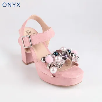 

Wide ONYX pink high-heeled Sandals